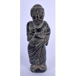 A 19TH CENTURY SOUTHERN EUROPEAN GRAND TOUR CARVED STONE FIGURE OF A MALE After the Antiquity, possi
