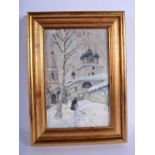 Russian School (20th Century) Oil on canvas, Snowy landscape. Image 20 cm x 13 cm.