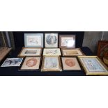 A collection of framed Lithographic prints and watercolours (11)