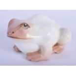 Royal Worcester rare netsuke figure of a brown and white toad, date code 1913. 8cm Long