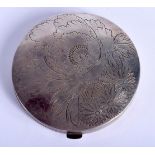 A JAPANESE TAISHO PERIOD SILVER COMPACT. 102 grams. 8 cm diameter.