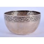 AN EARLY 20TH CENTURY CHINESE SILVER BOWL decorated with foliage. 133 grams. 13.5 cm x 7.5 cm.