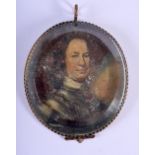 A VERY RARE 17TH CENTURY CROMWELLIAN PAINTED PORTRAIT MINIATURE encased within a rock crystal casing