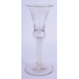 A GEORGE III WHITE TWIST GLASS with engraved bowl. 16.5 cm high.