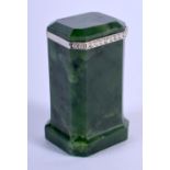 CONTINENTAL WHITE GOLD AND DIAMOND JADE SEAL, POSSIBLY RUSSIAN. Seal reads "JWD" 4cm High