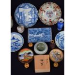 A collection of Japanese ceramics, Satsuma, Kotani etc 24cm (QTY) .