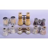 A PAIR OF ANTIQUE IVORY OPERA GLASSES together with five other pairs of mother of pearl glasses. Lar