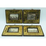 A set of small framed antique lithographic prints framed in wood and glass 6 x 9.5cm (4)