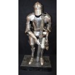 A small size contemporary Suit of Armour on a stand 90cm.