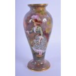 A FINE EARLY 20TH CENTURY EUROPEAN ENAMELLED GILT METAL VASE well painted with a female within a lan