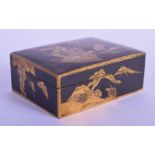 A LATE 19TH CENTURY JAPANESE MEIJI PERIOD KOMAI STYLE MIXED METAL BOX decorated with a figure perche