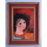 British School (20th Century) Oil on canvas, Curly haired girl. Image 30 cm x 20 cm.