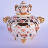 AN EARLY 19TH CENTURY ENGLISH PORCELAIN POT POURRI AND COVER Attributed to Davenport or Derby. 18 cm