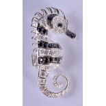 SILVER AND CZ SEA HORSE BROOCH. 5g. 4cm x 2cm. Stamped 925