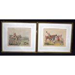 Two Victorian coloured Lithographic prints of hunting scenes 20 x 25cm