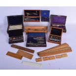 EIGHT BOXES OF ASSORTED INSTRUMENTS together with other 19th/20th century items. (qty)