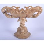 A 19TH CENTURY EUROPEAN GRAND TOUR ALABASTER SERPENT TAZZA upon a faceted base. 30 cm x 26 cm.