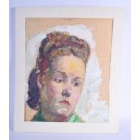 British School (C1940) Pastel Watercolour, Female Portrait. Image 54 cm x 42 cm.