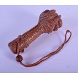 A JAPANESE CARVED BOXWOOD EAGLE CLAW INRO AND COVER. 15 cm long.