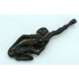 A small Japanese bronze of a climbing monkey. 10.5cm