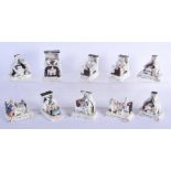 A COLLECTION OF TEN ANTIQUE GERMAN PORCELAIN FAIRINGS including erotic and spanking scenes. (10)
