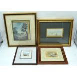 A collection of framed watercolours and prints 21 x 16cm (4)