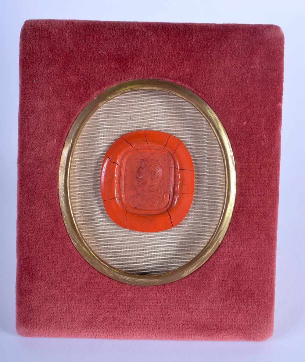 FRAMED WAX SEAL OF THE PRINCE REGENT. Seal 4cm x 3.7cm