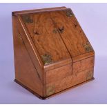 AN EARLY VICTORIAN BURR WALNUT GENTLEMAN'S STATIONARY DESK CABINET with assorted internal compartmen