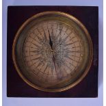 A GEORGE III MAHOGANY CASED COMPASS By Benjamin Cole (C1768-1785), with sunburst motif to the centre