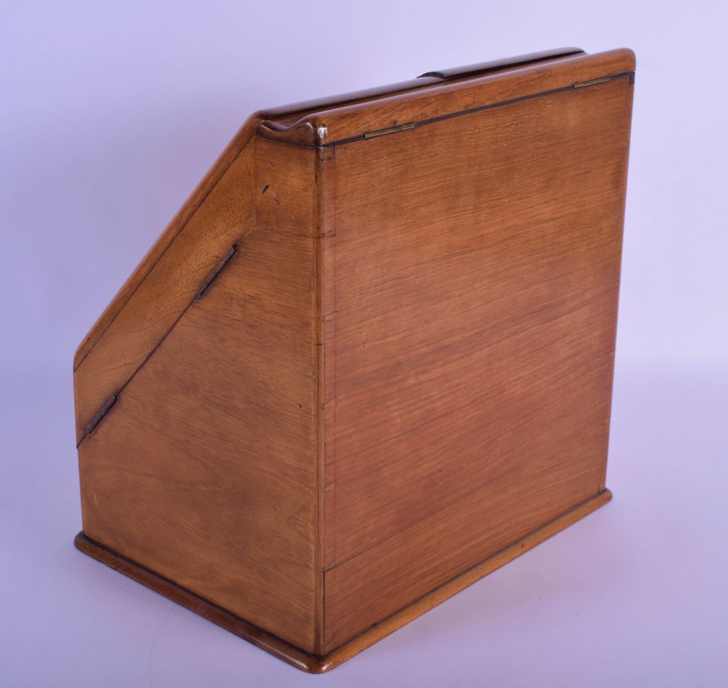 AN EARLY VICTORIAN BURR WALNUT GENTLEMAN'S STATIONARY DESK CABINET with assorted internal compartmen - Image 2 of 3