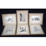 A collection of framed Architectural etchings of Italian buildings . 13 x 19cm (6).