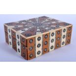 A 19TH CENTURY ANGLO INDIAN MICRO MOSAIC IVORY AND SANDALWOOD BOX. 13 cm x 10 cm.