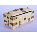 A 19TH CENTURY NORTHERN EUROPEAN CARVED IVORY CASKET decorated with foliage and vines. 10 cm x 6 cm.