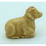 An Indian stone carving of a Sheep . 8 x 11cm.