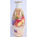 Royal Worcester vase painted with fruit by Roberts, signed, shape 2491, date code 1951. 14cm High