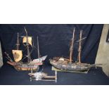 A Model of a 18th Century sailing boat together with another model 54 x 73cm (2)