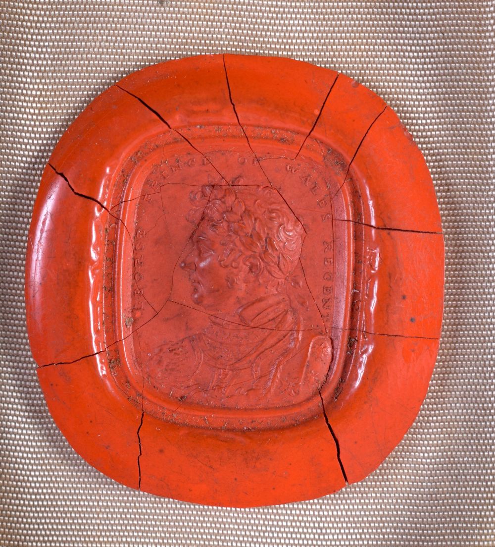 FRAMED WAX SEAL OF THE PRINCE REGENT. Seal 4cm x 3.7cm - Image 2 of 3