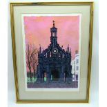 A Framed print by Bernard Brett of Chichester Cross monument. 49 x 36cm.