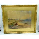 A framed 19th Century watercolour of a coastal scene. 36 x 45cm.