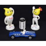 Two contemporary metal Esso advertising figures together with a Michelin man advertising piece. 24cm