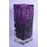 INGRID/INGRIDGLAS 1970S PURPLE GLASS BARK TEXTURED VASE 22 cm high.