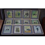 A set of framed prints of various High Court Judges by David Entdon 31 x 21 cm (12).