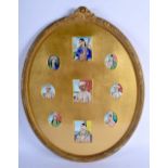 A RARE 19TH CENTURY SET OF NINE INDIAN PAINTED IVORY PORTRAIT MINIATURES depicting the Maharaja of B