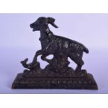 A VICTORIAN CAST IRON DOOR STOP modelled as a roaming deer. 21 cm x 18 cm.