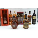 A collection of bottled Scotch Whisky Glenfiddich, Black & Red label, Dimple etc (9).