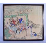 Chinese School (19th Century) Watercolour, Figures within a landscape. Image 40 cm square.