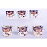 SIX EARLY 19TH CENTURY DERBY IMARI PORCELAIN CUPS. 8 cm wide. (6)