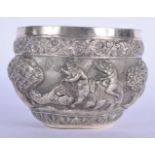 AN ANTIQUE INDIAN SILVER BOWL decorated with figures. 314 grams. 14 cm x 10 cm.