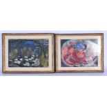 Irena hale (20th Century) Five Pastels, various forms and sizes. Largest image 32 cm x 24 cm. (5)