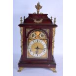 AN ANTIQUE BELL STRIKING BRACKET CLOCK with sunburst mounted dial. 52 cm x 27 cm.